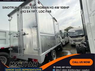 SINOTRUK CLOSED VAN HOMAN H3 4W 108HP 4X2 E4 11FT, LOC FAB