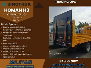 Sinotruk Homan H3 Cargo Truck 14 feet with Tailgate