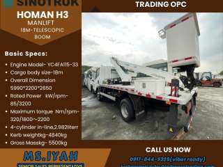 Homan H3 Manlift 18mtrs Telescopic boom